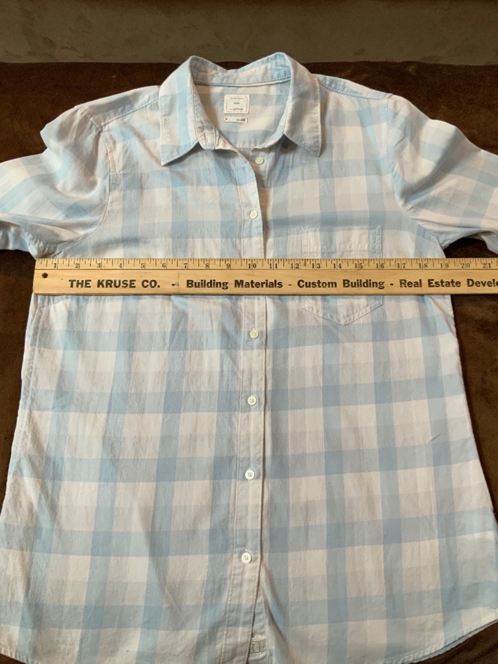 Gap Blue White M Fitted Boyfriend Long Sleeve Button up Plaid Cottagecore - Picture 7 of 10